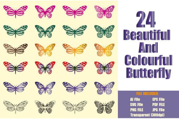 24 Butterfly Colourful and Beautiful SVG