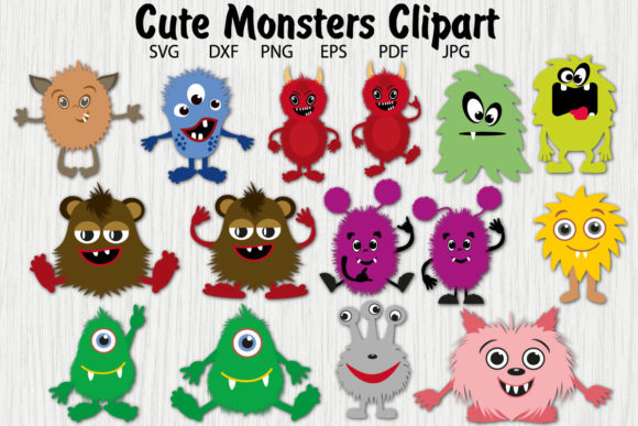 Cute Furry Monsters Vector Clipart: Graphics for Local Business