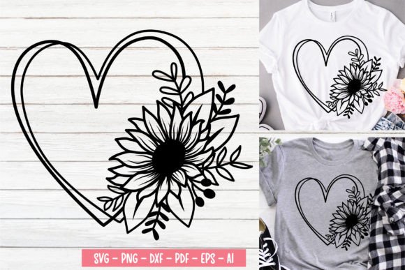 Flower Heart Svg, Graphics, Freebies