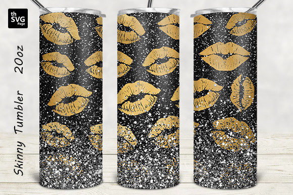 Lips Gold Glitter Tumbler Design: Graphics and Crafts for Digital Sellers
