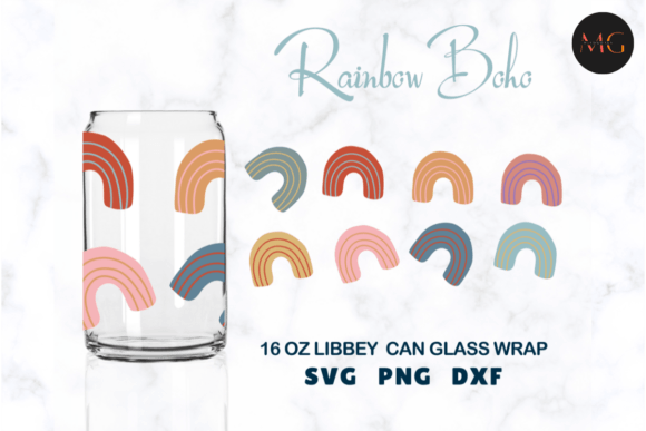 Rainbow Boho Libbey Can Glass Wrap Graphics