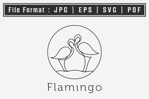 Twin Flamingos Logo Icon Line Art Vector