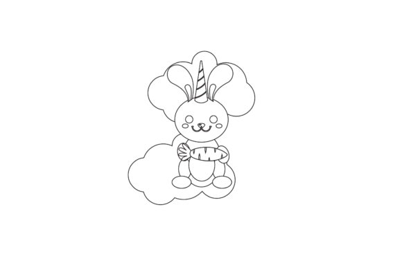 Unicorn Rabbit Icon Coloring Page Graphics