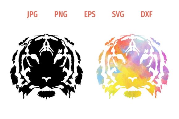 Watercolor Tiger Pattern Silhouette Graphics